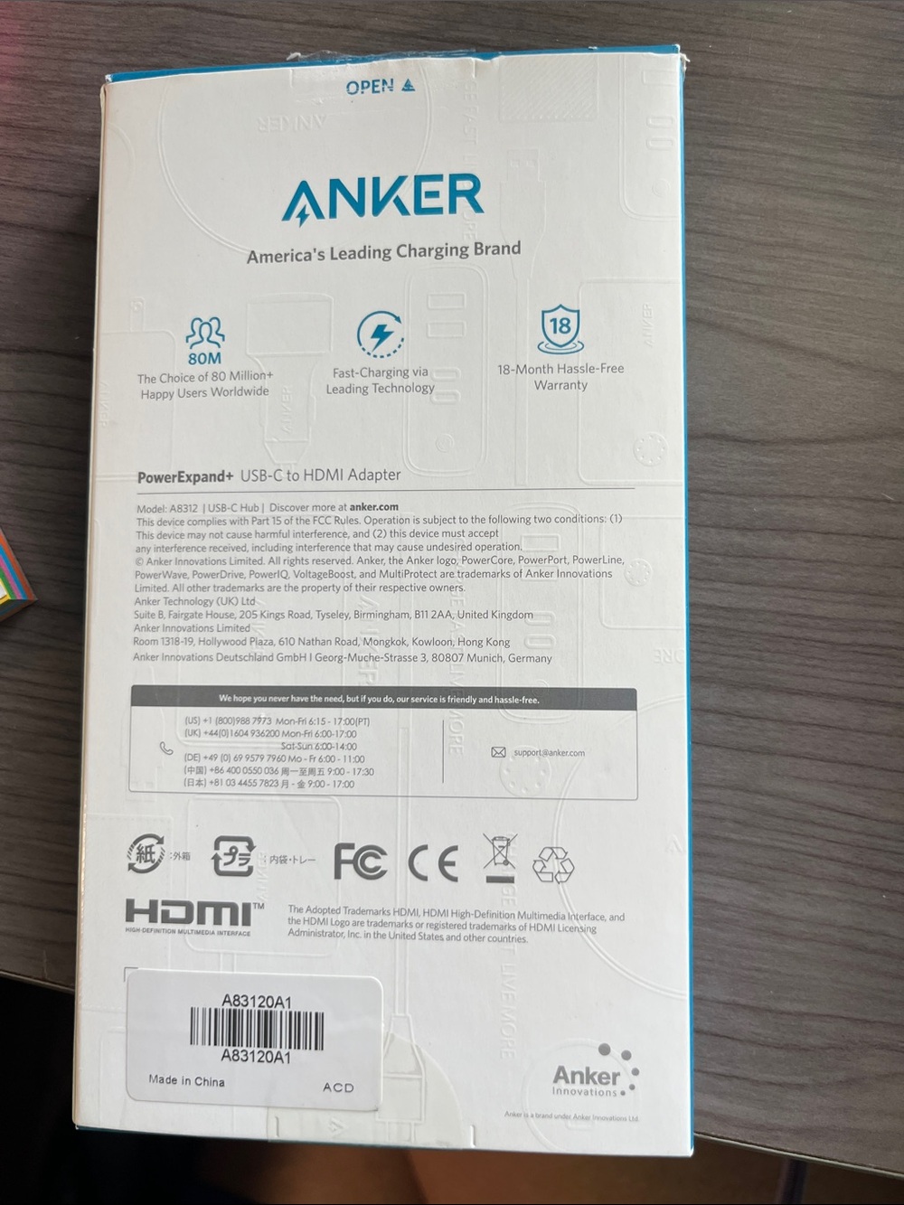 Anker USB-C to HDMI Adapter Box — White with Blue Logo